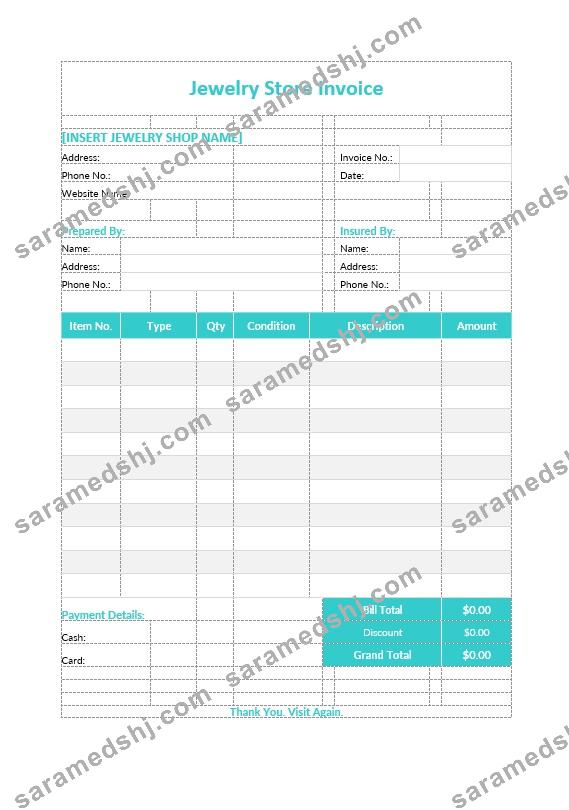 Jewelry Store Invoice Template
